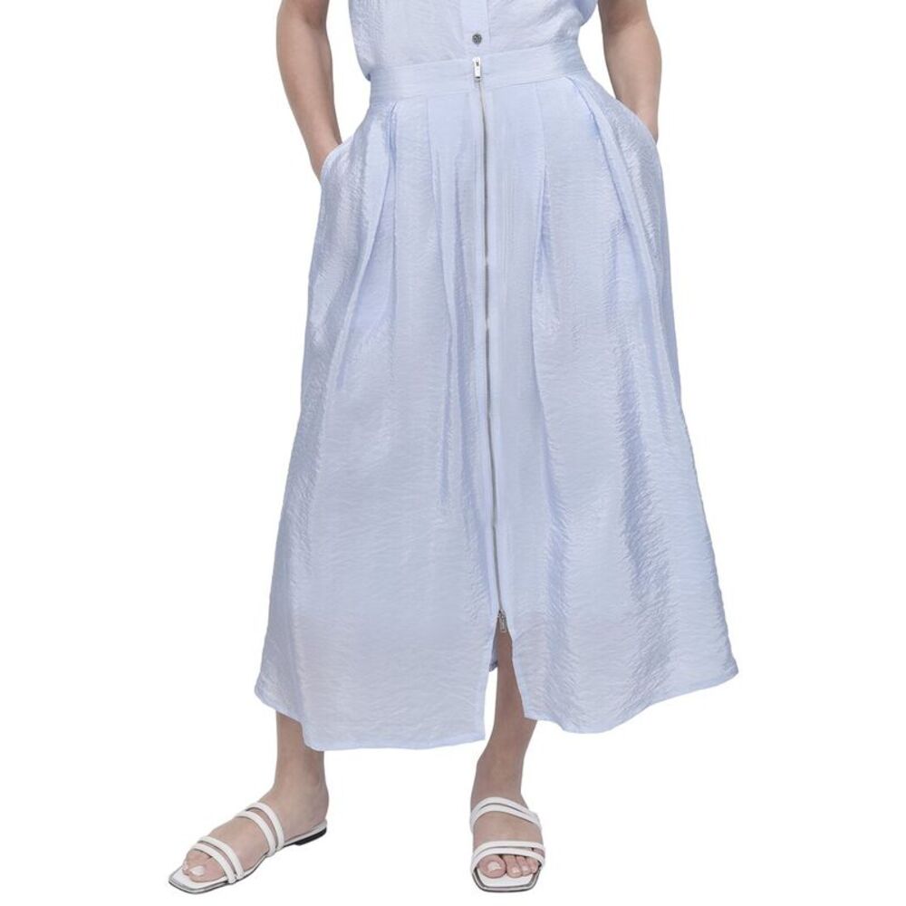 Dkny Womens  Tech Poplin Zip Front Skirt